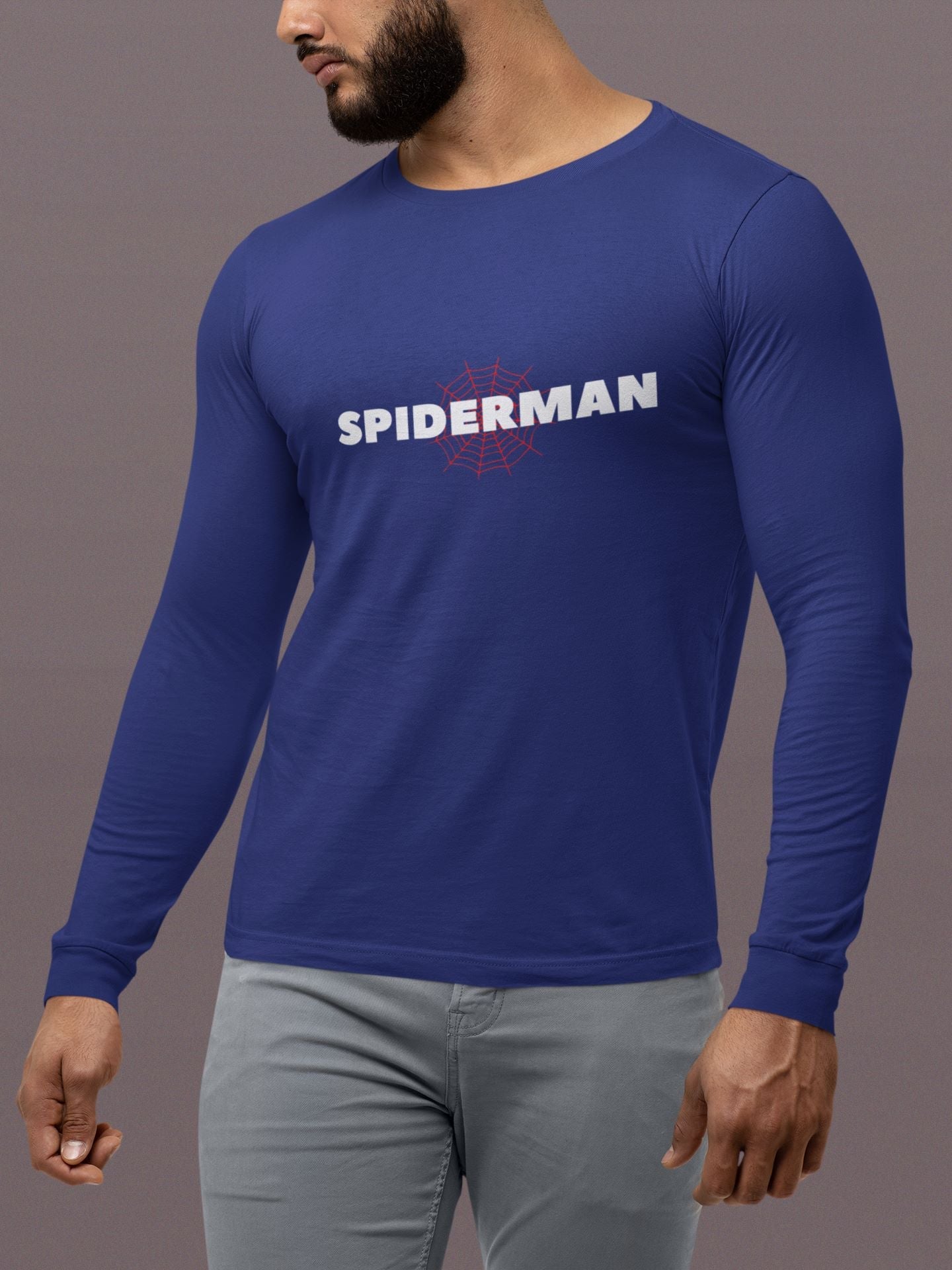 Spiderman Superhero Full Sleeve T-Shirt for Men Royal Blue