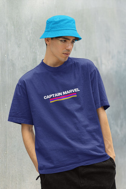 Captain Marvel Oversized T-shirt for Men Royal Blue