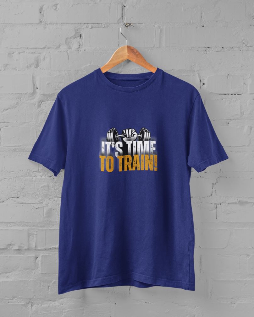 GYM - It's Time to Train Half Sleeve T-Shirt for Men Royal Blue