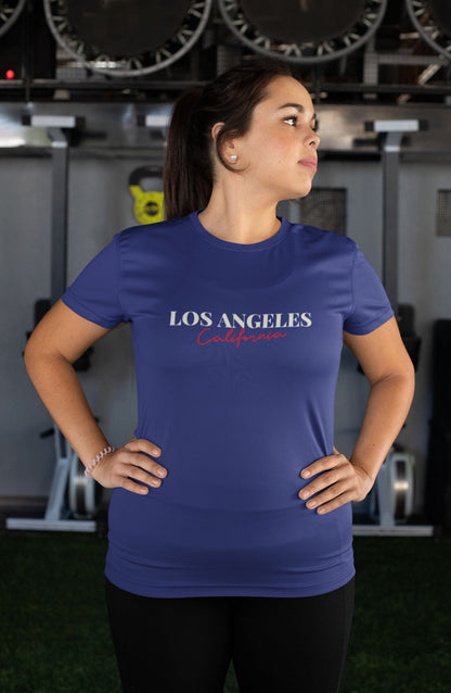 Los Angeles California Half Sleeve T-shirt for Women Royal Blue