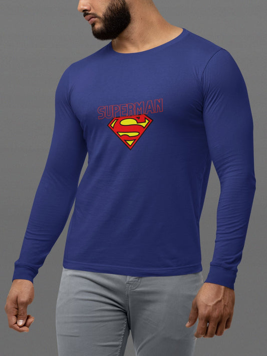 Superman Superhero Full Sleeve T-Shirt for Men Royal Blue