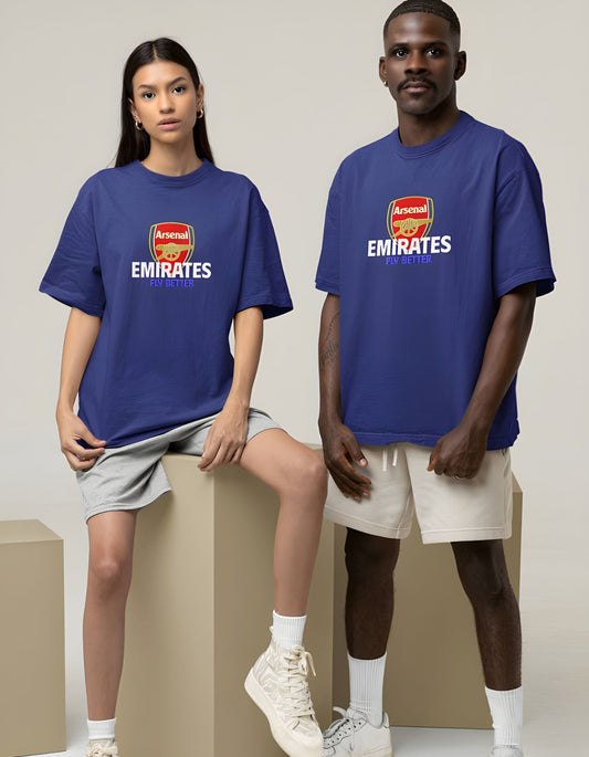 Arsenal Emirates Fly Better Unisex Oversized T-Shirt for Men & Women Blue