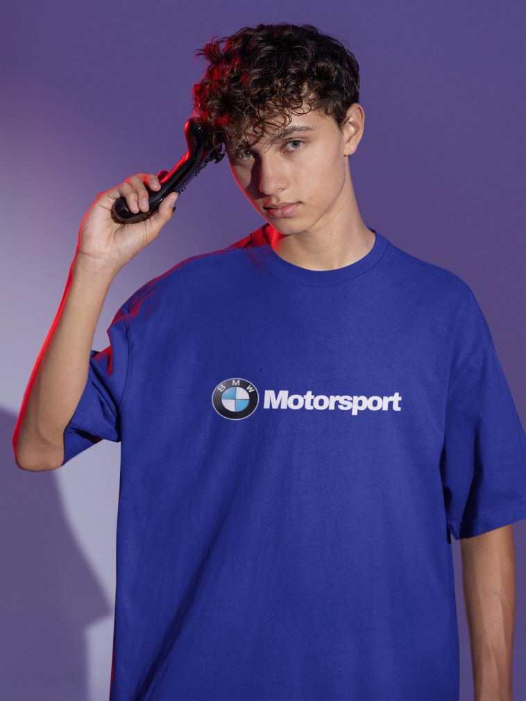 BMW Motorsport Oversized T-Shirt for Men Royal Blue