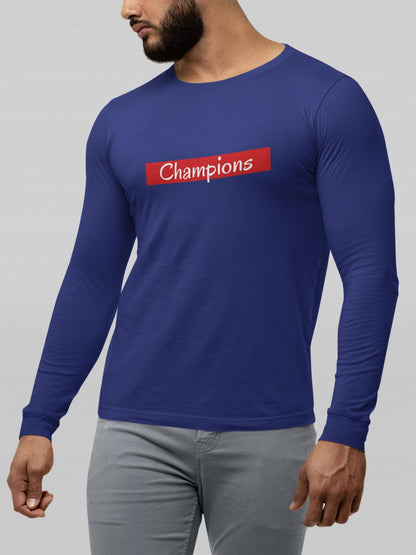 Champions Full Sleeve T-shirt for Men Royal Blue