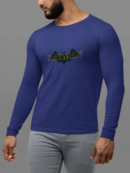 Batman Superhero Full Sleeve T-shirt for Men Royal Blue