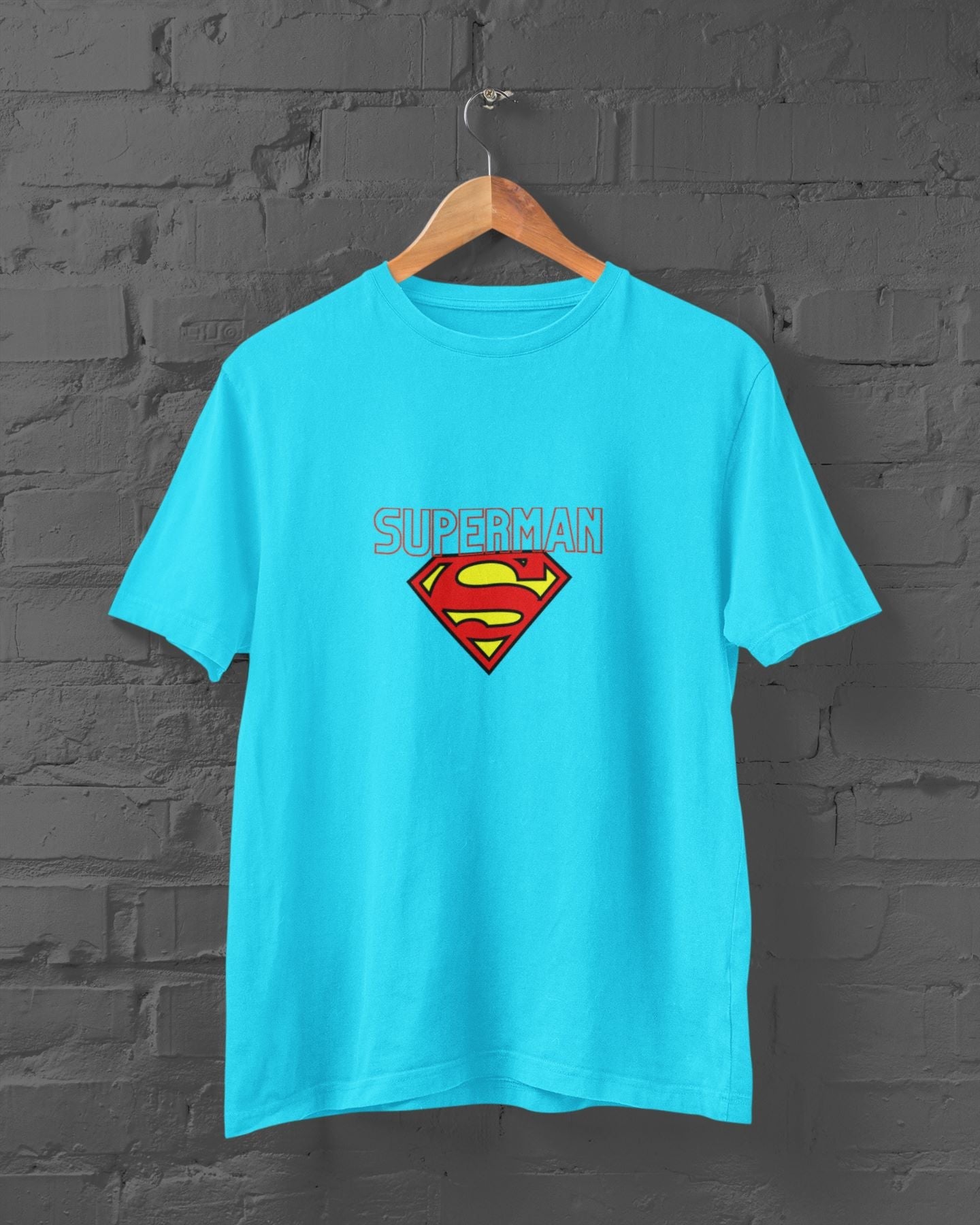 Superman Superhero Half Sleeve T-shirt for Men Sky Blue