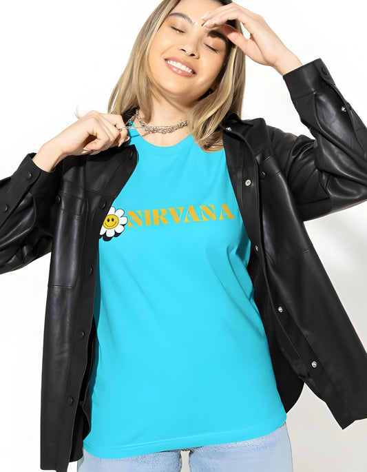 Nirvana Flower Half Sleeve T-shirt for Women