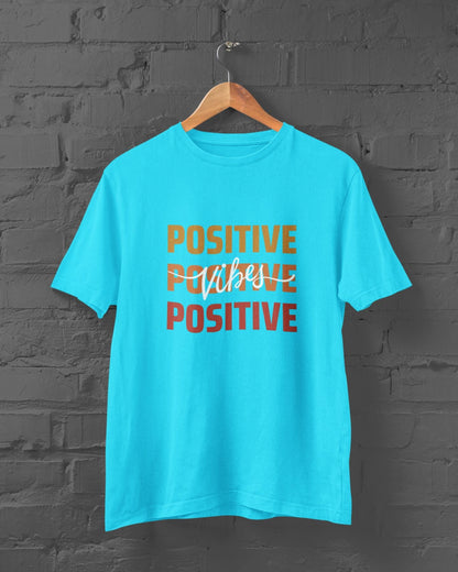 Positive Vibes Half Sleeve T-shirt for Men Sky Blue