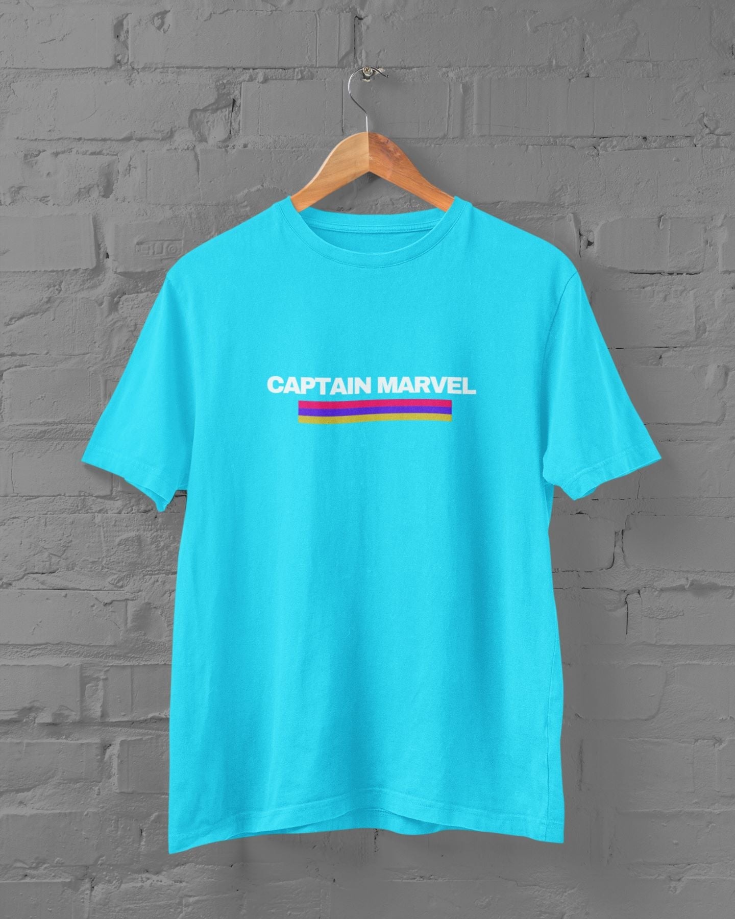 Captain Marvel Half Sleeve T-Shirt for Men Sky Blue