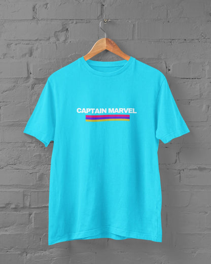 Captain Marvel Half Sleeve T-Shirt for Men Sky Blue