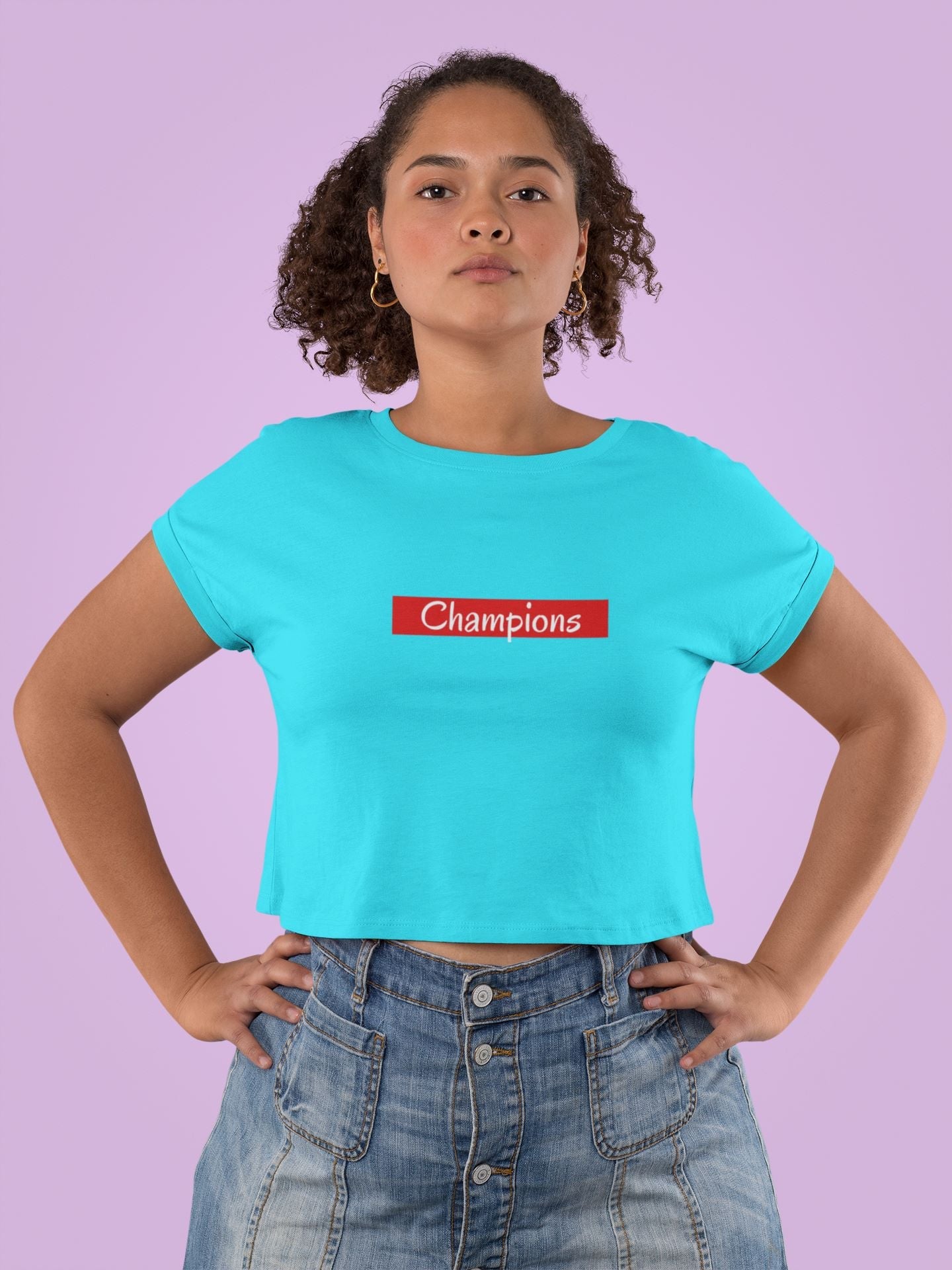 Champions Crop Top for Women Sky Blue