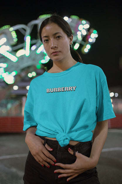 Burberry Half Sleeve T-shirt for Women Sky Blue