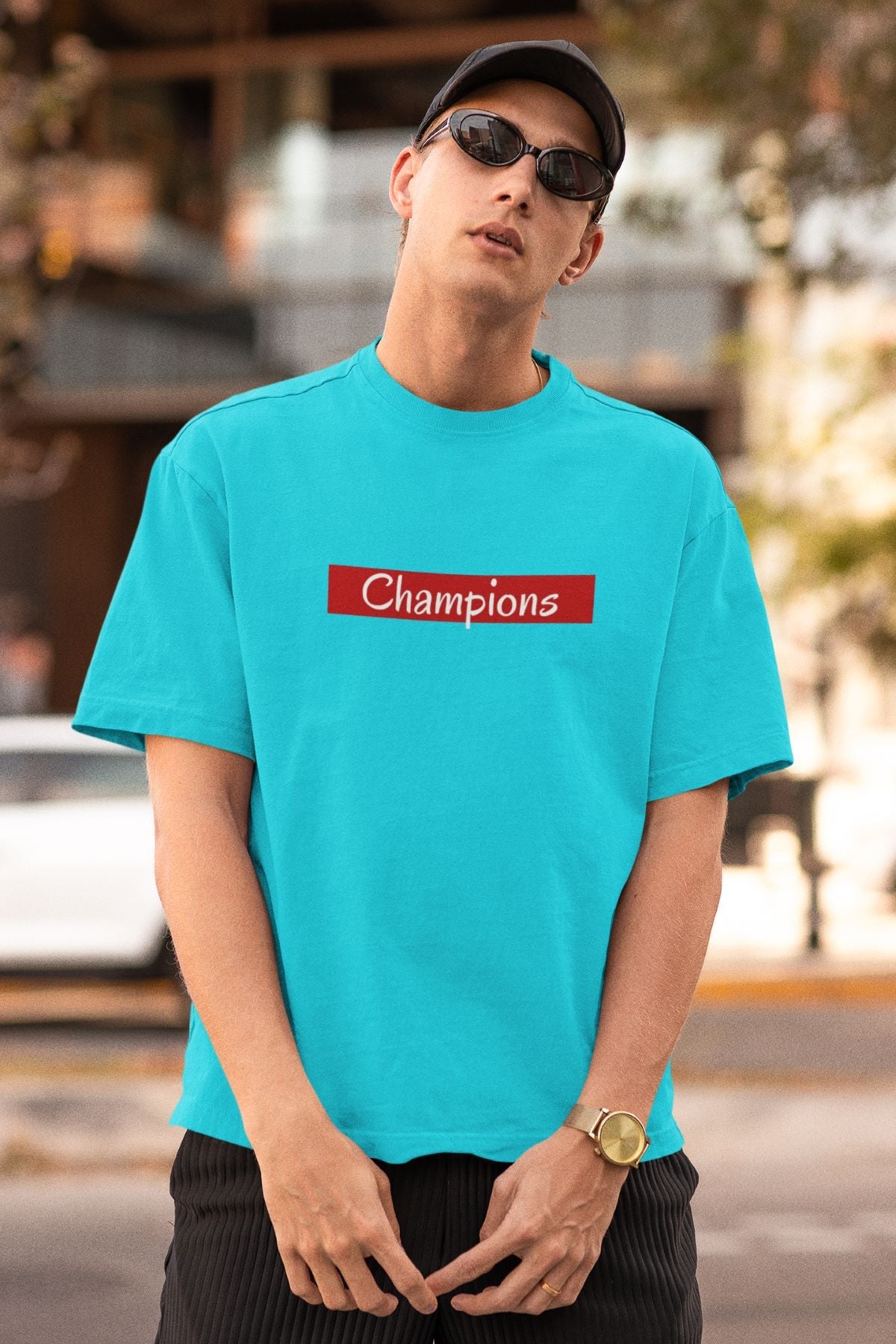 Champions Oversized T-shirt for Men Sky Blue