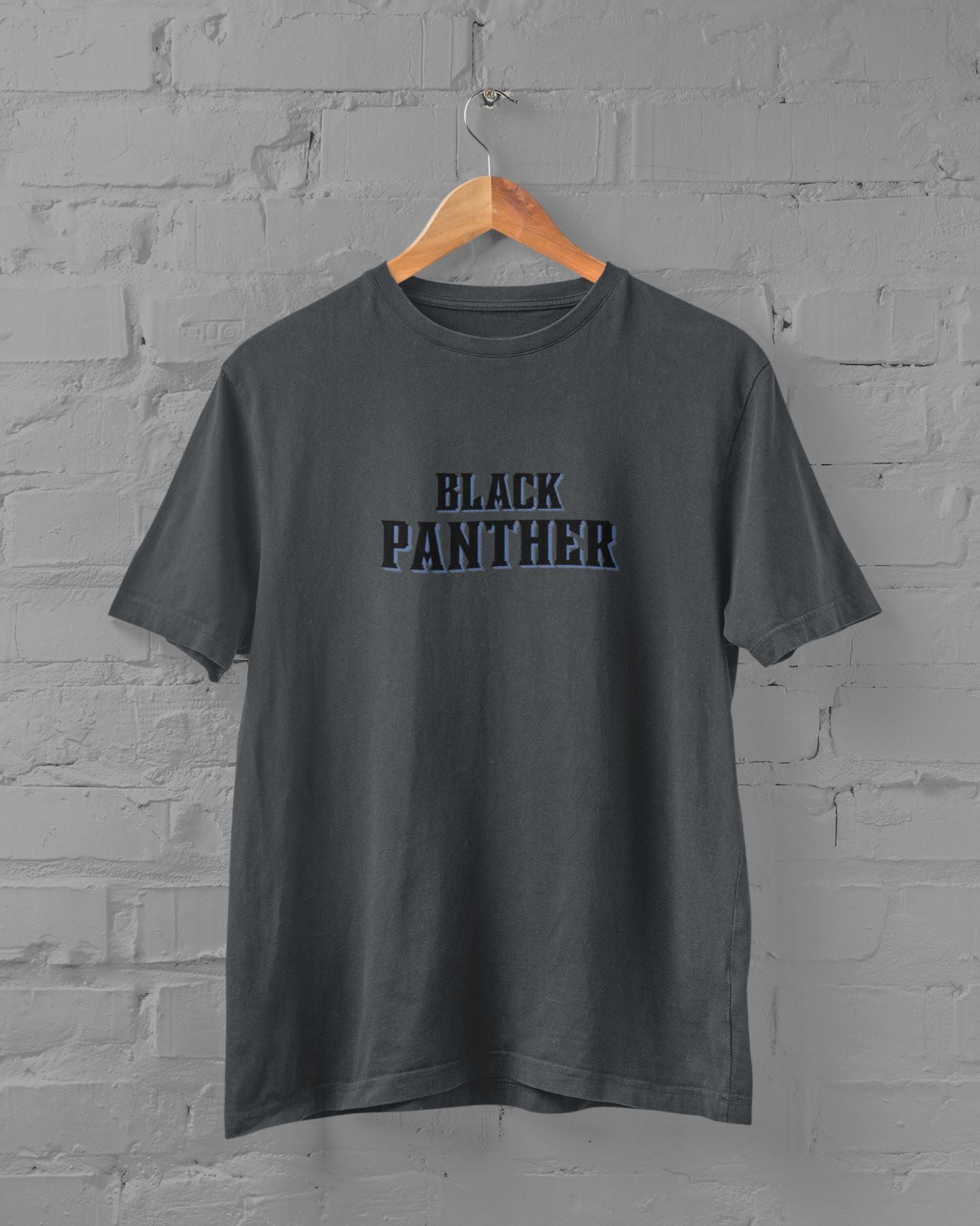 Black Panther Superhero Half Sleeve T-shirt for Men Steel Grey