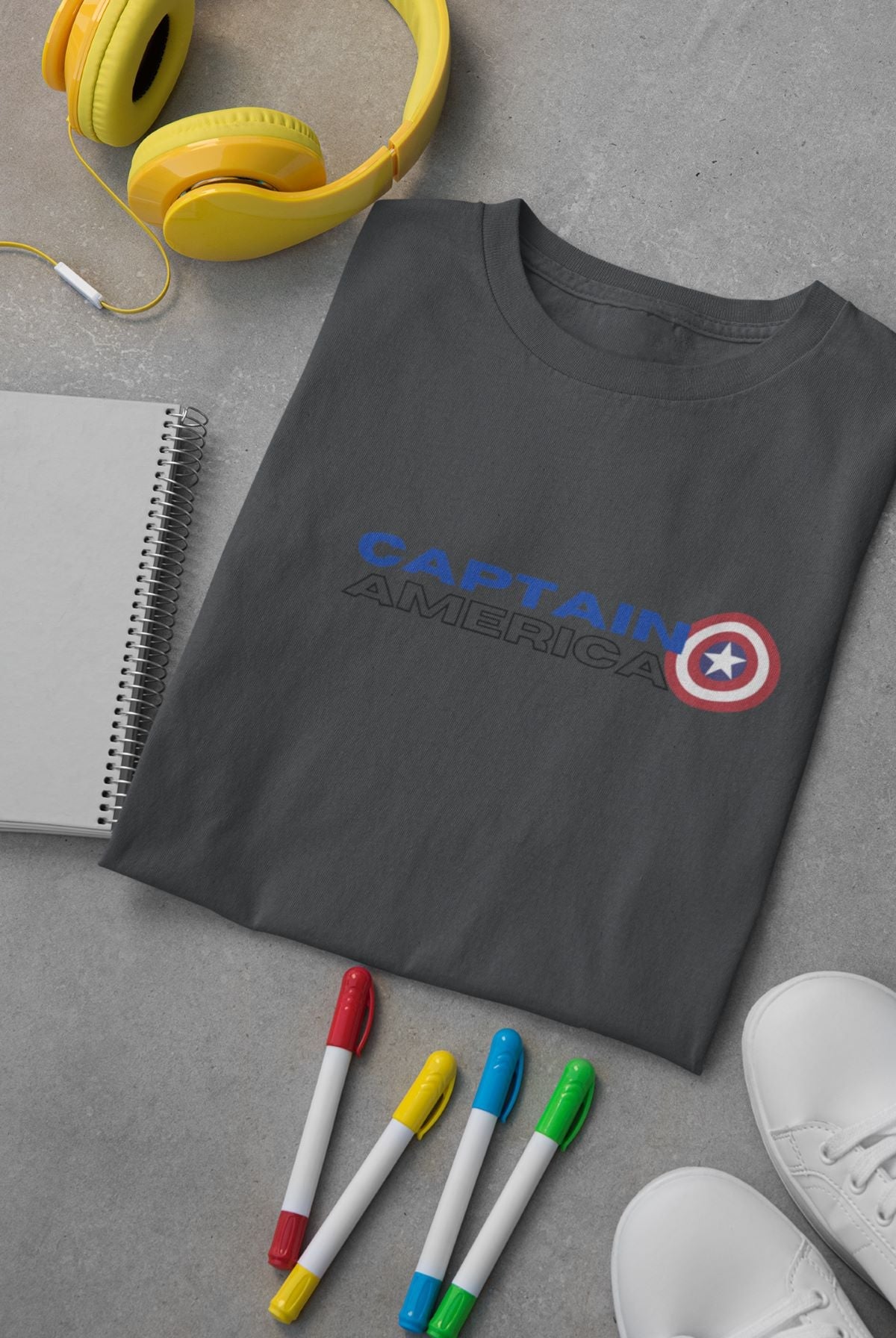 Captain America Kid's T-Shirt Steel Grey