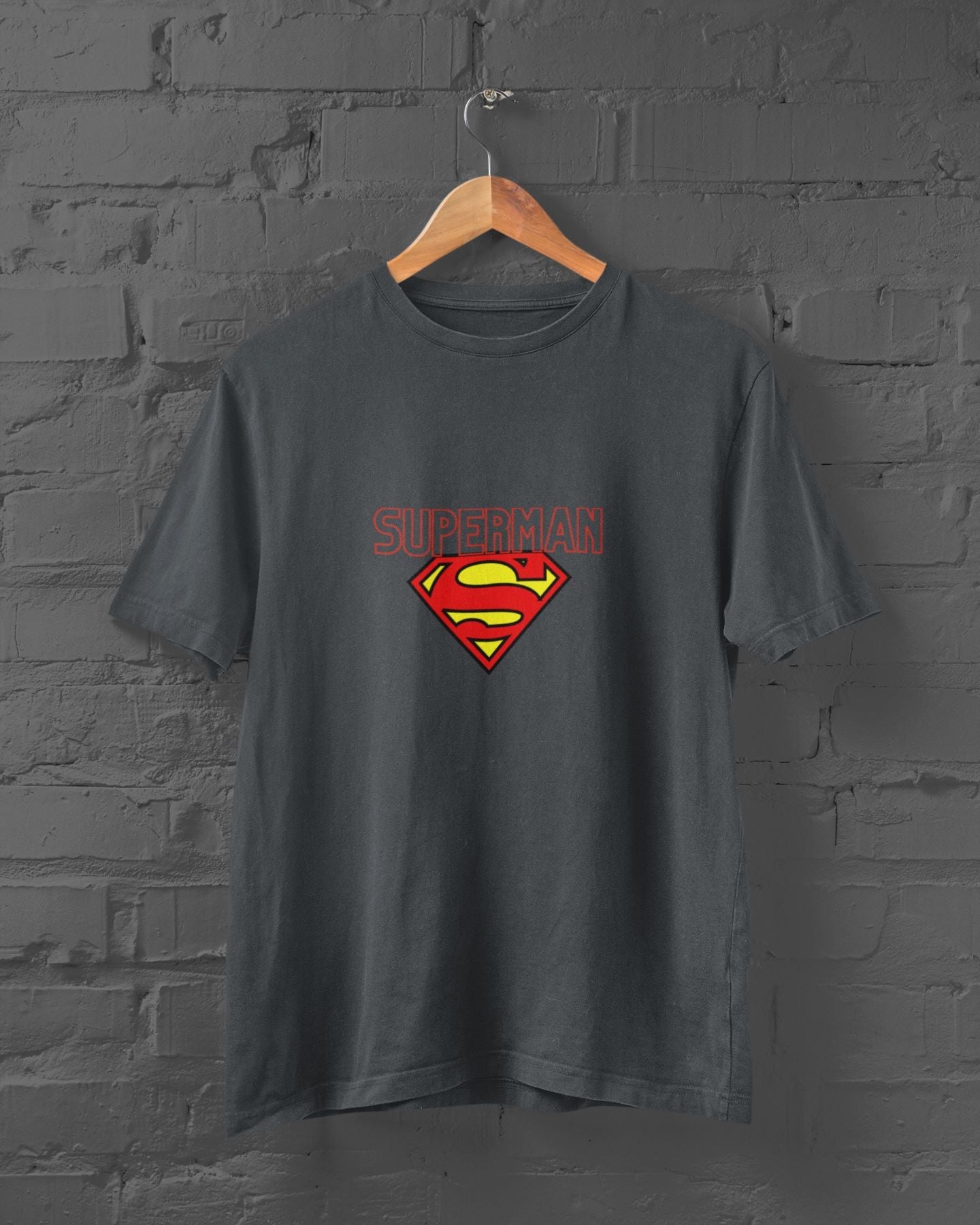 Superman Superhero Half Sleeve T-shirt for Men Steel Blue