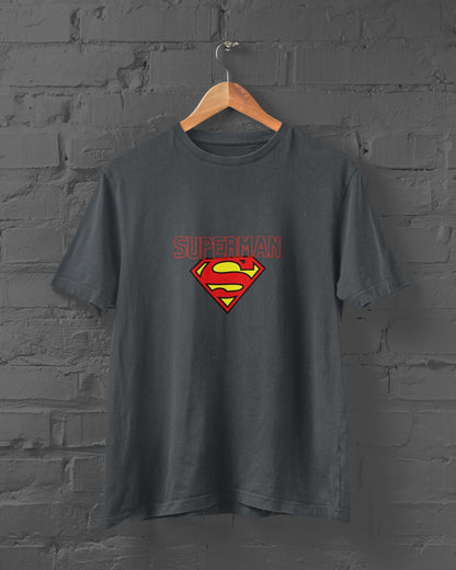 Superman Superhero Half Sleeve T-shirt for Men Steel Blue