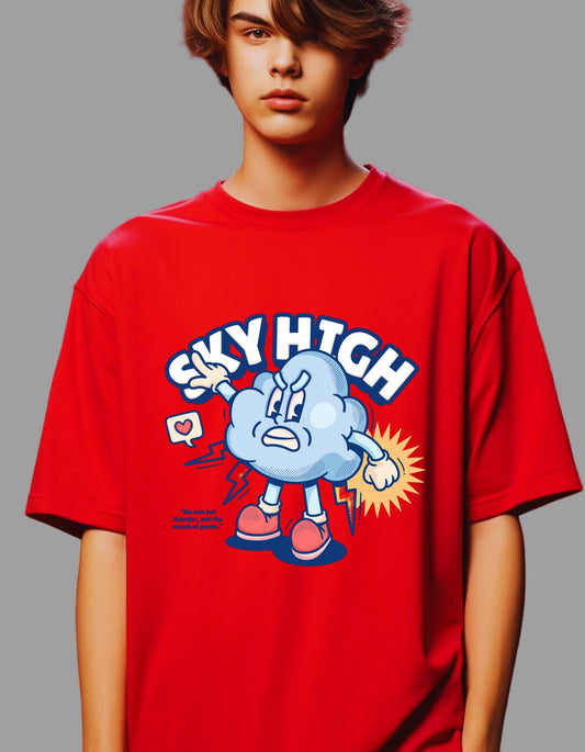 Cloud Retro Cartoon Oversized T-shirt for Men