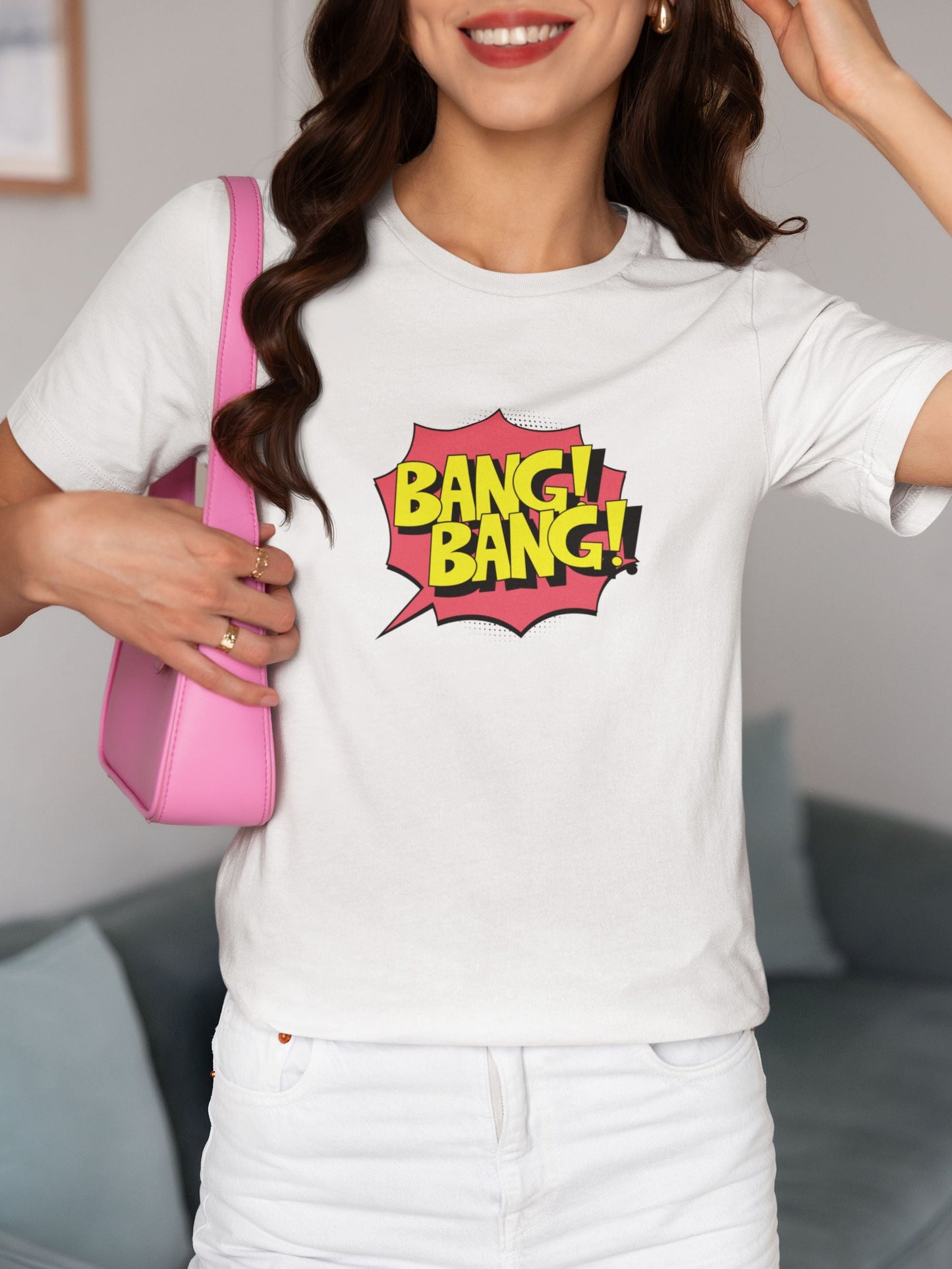 Bang Bang Half Sleeve T-shirt for Women White