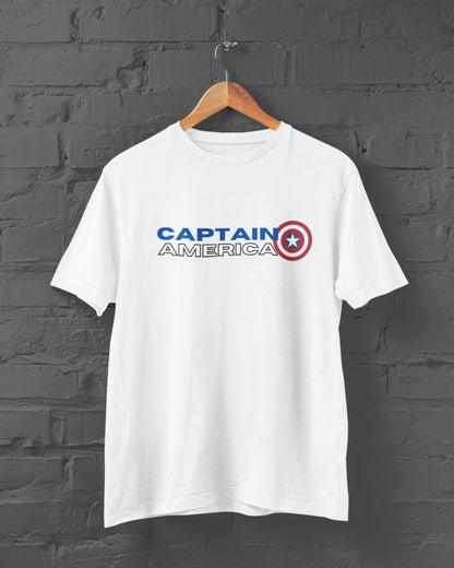 Captain America Superhero Half Sleeve T-Shirt for Men white