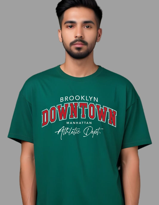Brooklyn Downtown_Varsity_Slogan Oversized T- shirt for Men