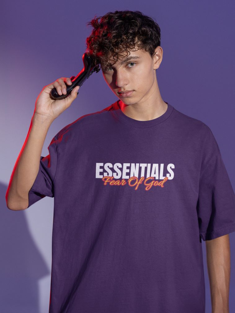 Essentials Oversized T-shirt for Men Purple