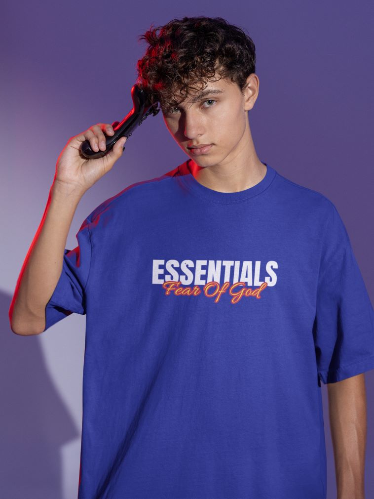 Essentials Oversized T-shirt for Men Royal,Blue